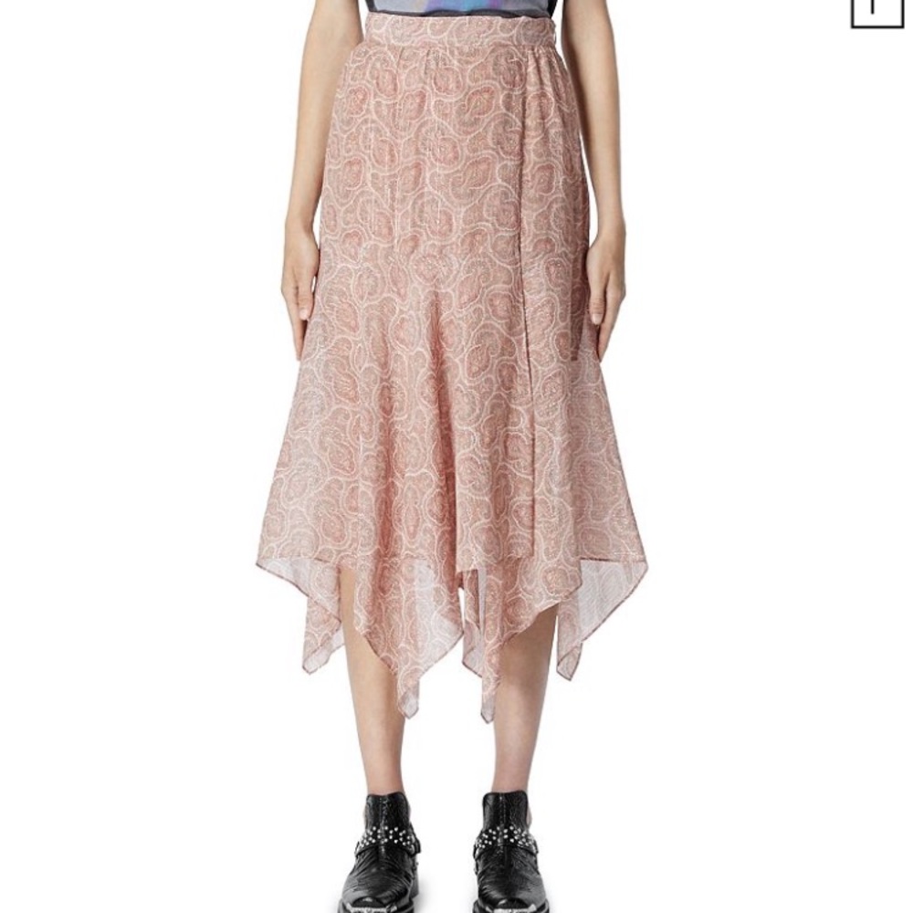 Pink printed asymmetrical skirt